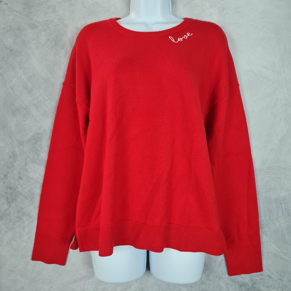 Kerri Rosenthal Sweater Womens Medium Red Love Heart Patchwork Pullover $365